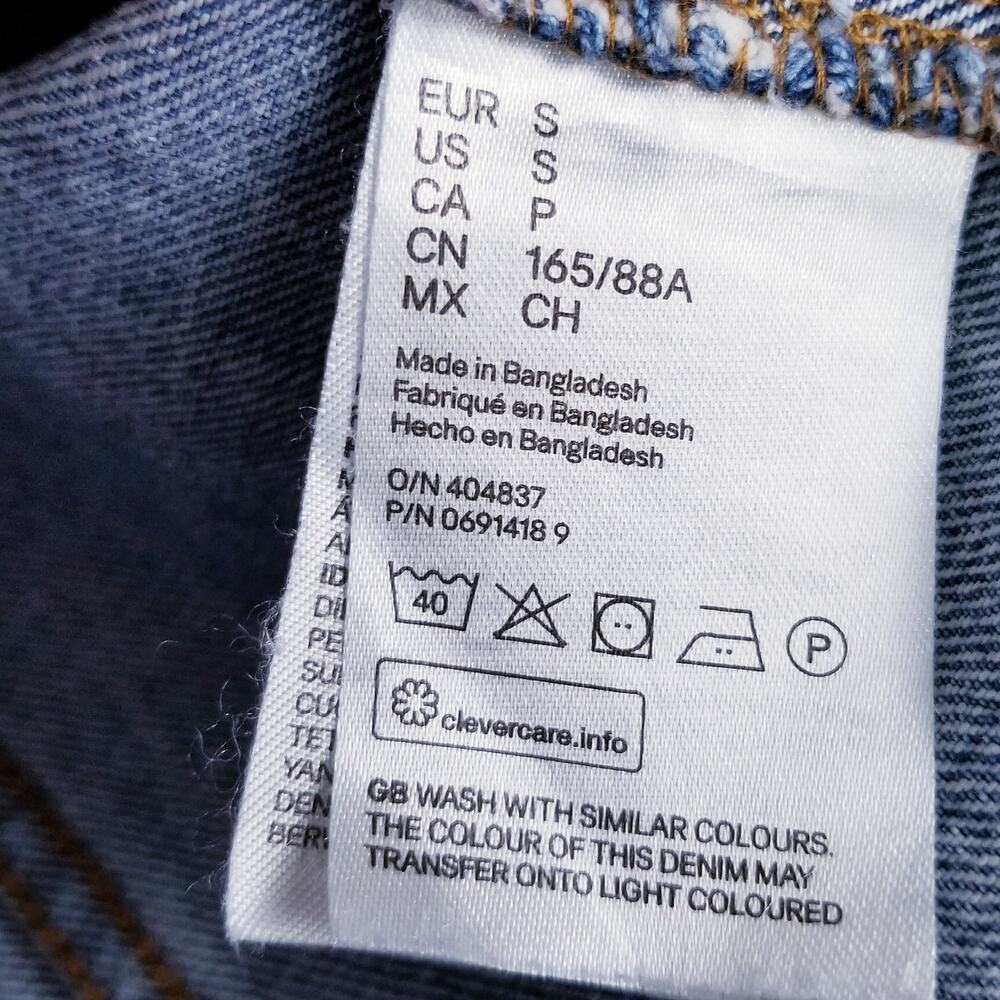 DIVIDED by H&M Denim Jacket Button Front Blue Jean Raw Hem - Size Small - Picture 7 of 7